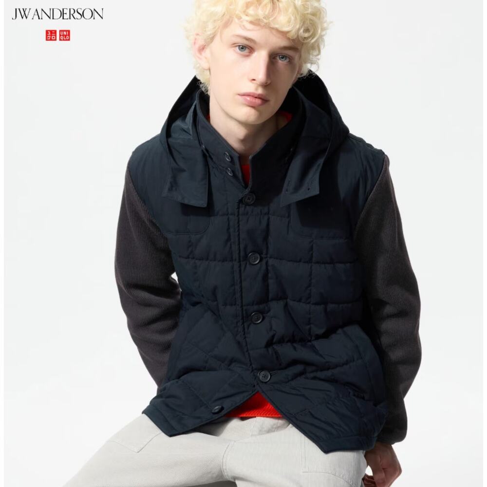 Uniqlo JW Anderson Combination Quilted Jacket in Navy and Black